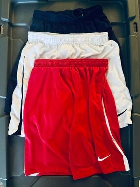 Nike Kids' Athletic Shorts - Pack of 3 (Red, White, Navy)